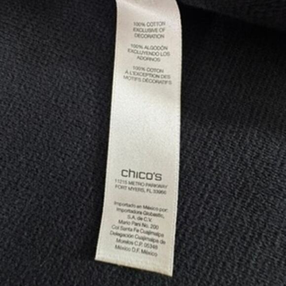 "CHICOS" 100% Cotton Zip Sweater Shacket SZ 3 (16) Faux Quilted Leather Office - Picture 7 of 9